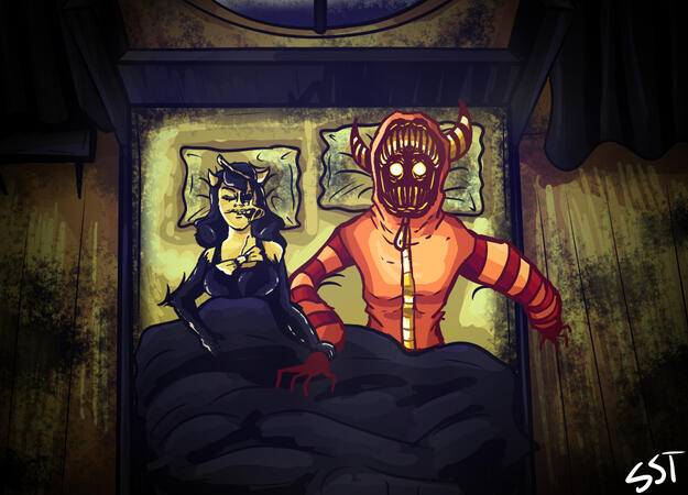 this was fan-art for a youtuber named pastra, mimicking a scene from the show smiling friends